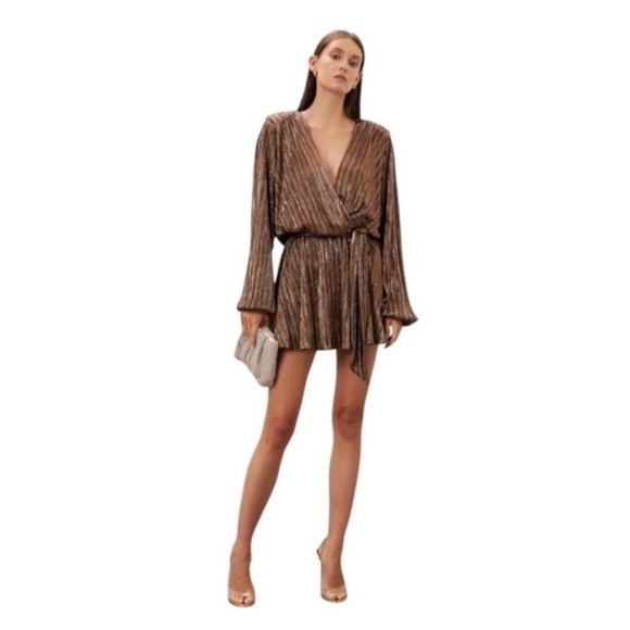 Ramy Brook Vinci Mini Dress Long Sleeve In Multicolor Metallic Size Medium - Picture 3 of 12